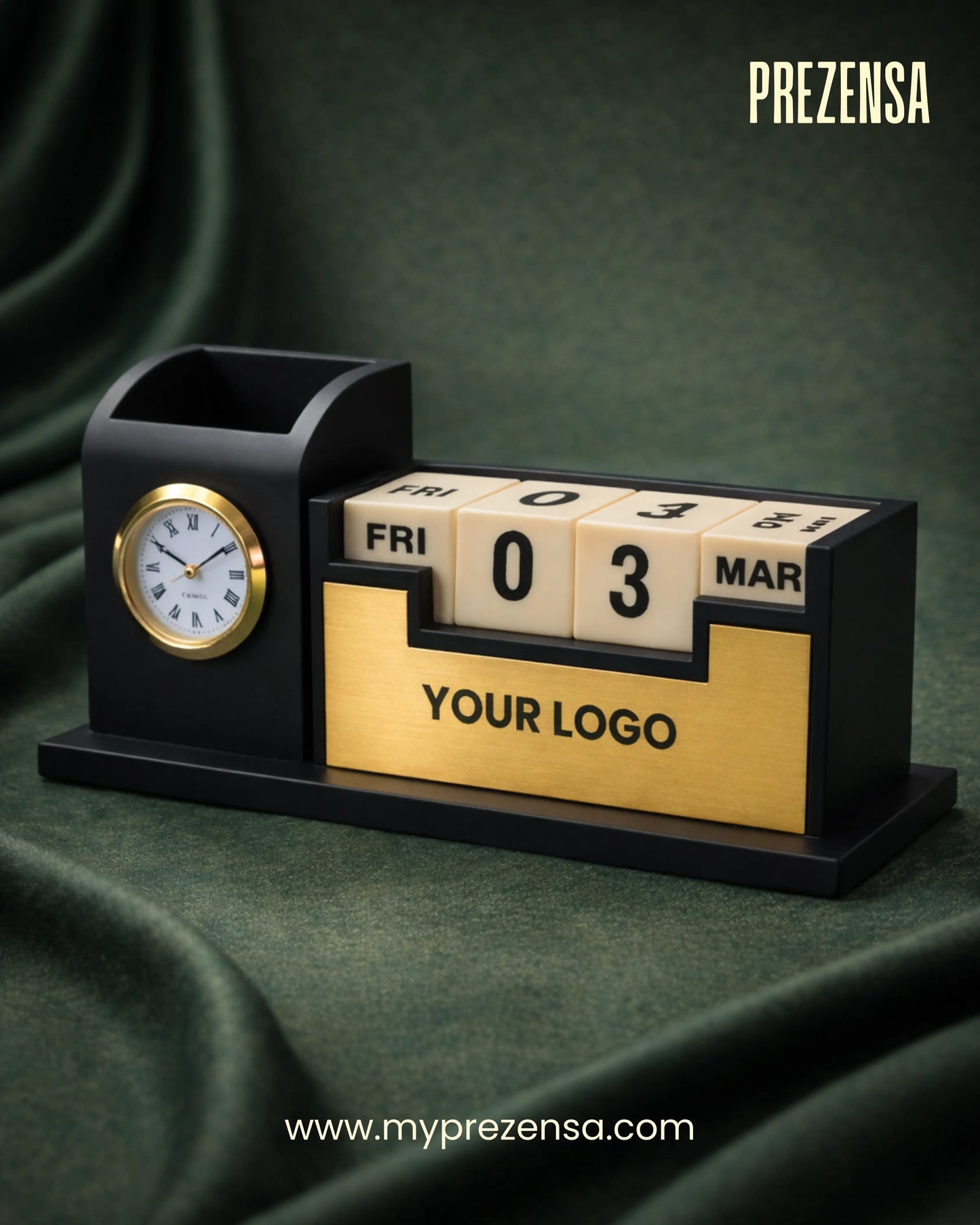 Personalized Executive Desk Gift Set – Clock, Calendar & Pen Holder