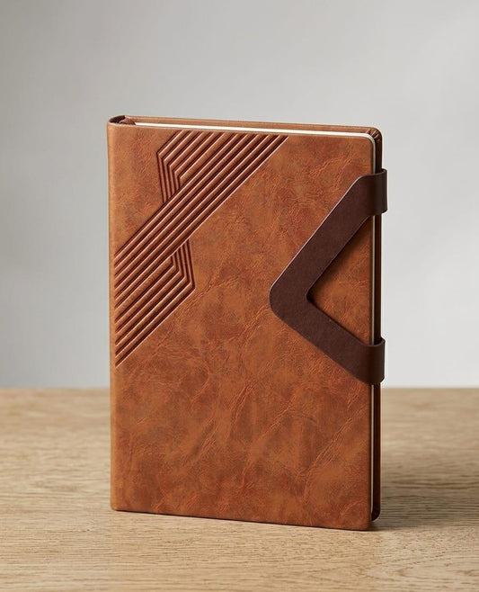Leather Cover Glue Bound Cinnamon Brown Custom Print Note Pad