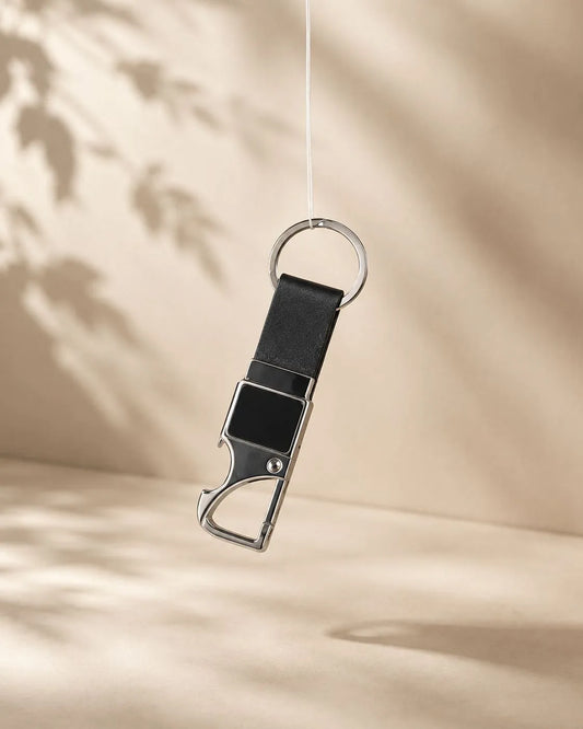 Metal Keychain with  Strap Leather