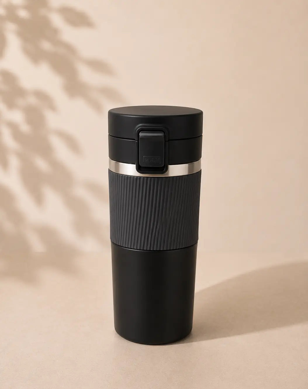 Stainless Steel Coffee Mug with Rubber Grip – Double Wall Vacuum Insulated